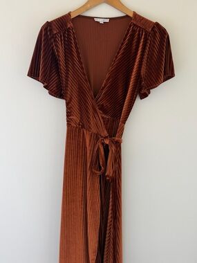 Baltic Born Rust Velvet Wrap Maxi Dress